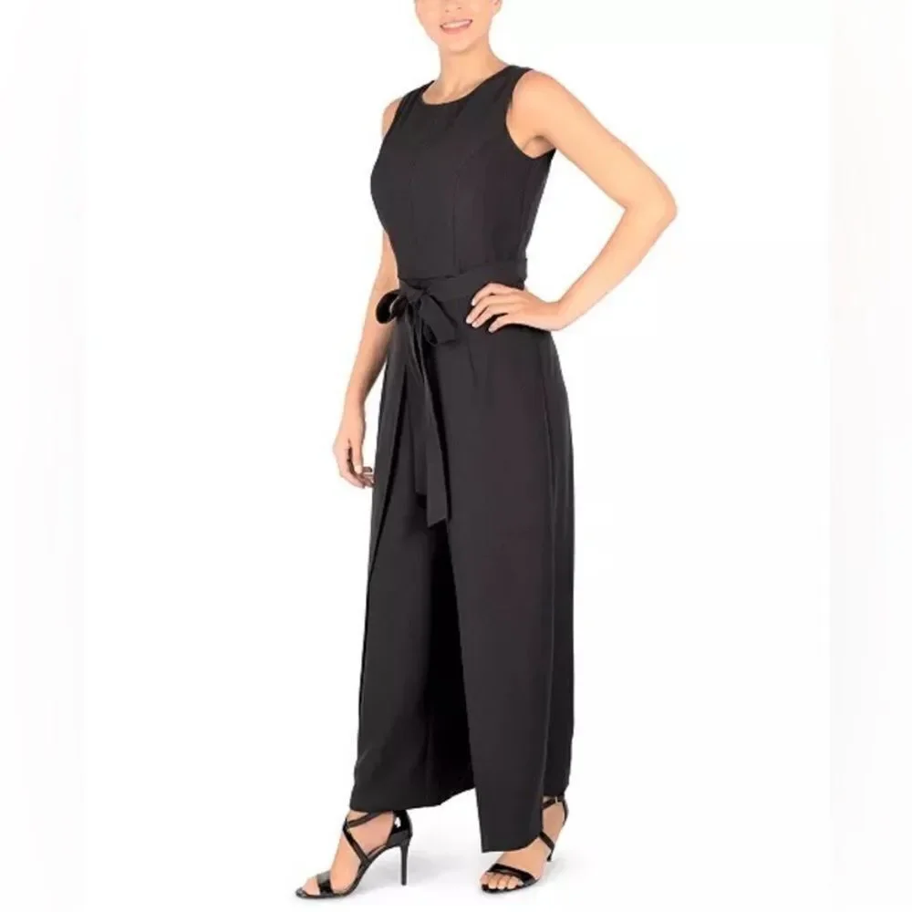 Julia Jordan Waist Tie High Neck JumpsuitBlack‎ Size 4